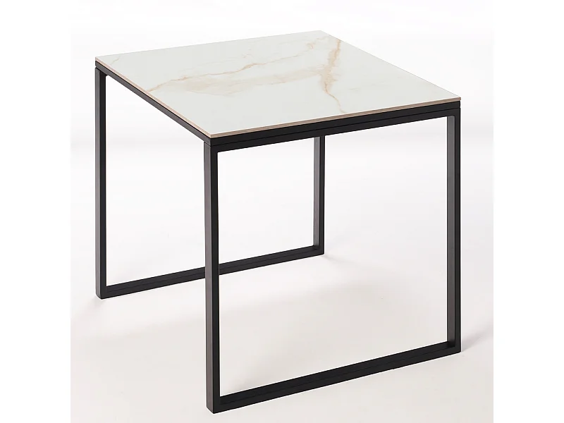 Table ceramique Smart Gold 75x75x75cm Noir, adaptée pour intérieur et exteriéur, surface porcelanique et structure en acier SmarTile