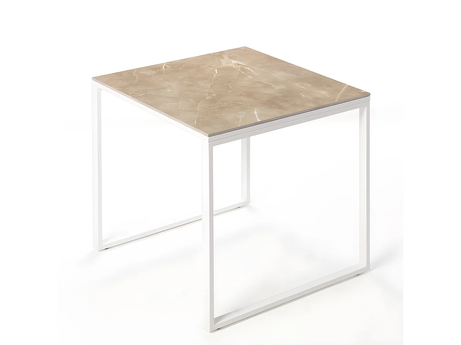 Mesa Cerámica Smart Noce 90x90x75cm Blanca, apta para interior y exterior, superficie porcelánica y estructura de acero SmarTile