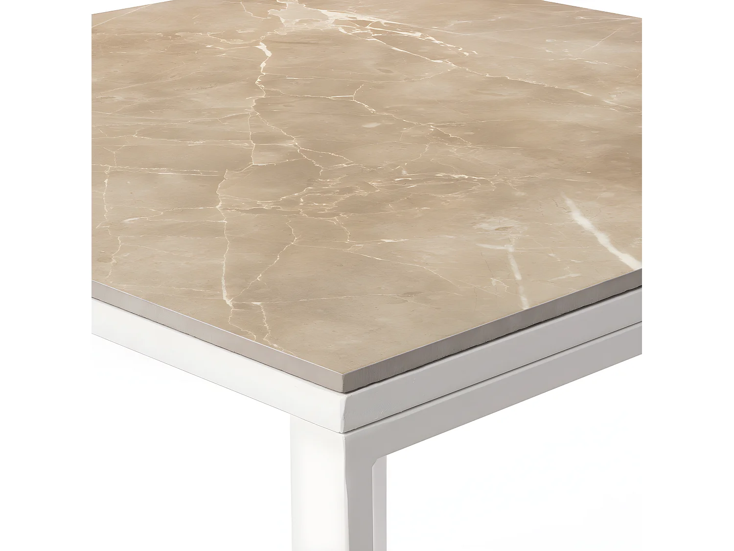 Mesa Cerámica Smart Noce 90x90x75cm Blanca, apta para interior y exterior, superficie porcelánica y estructura de acero SmarTile