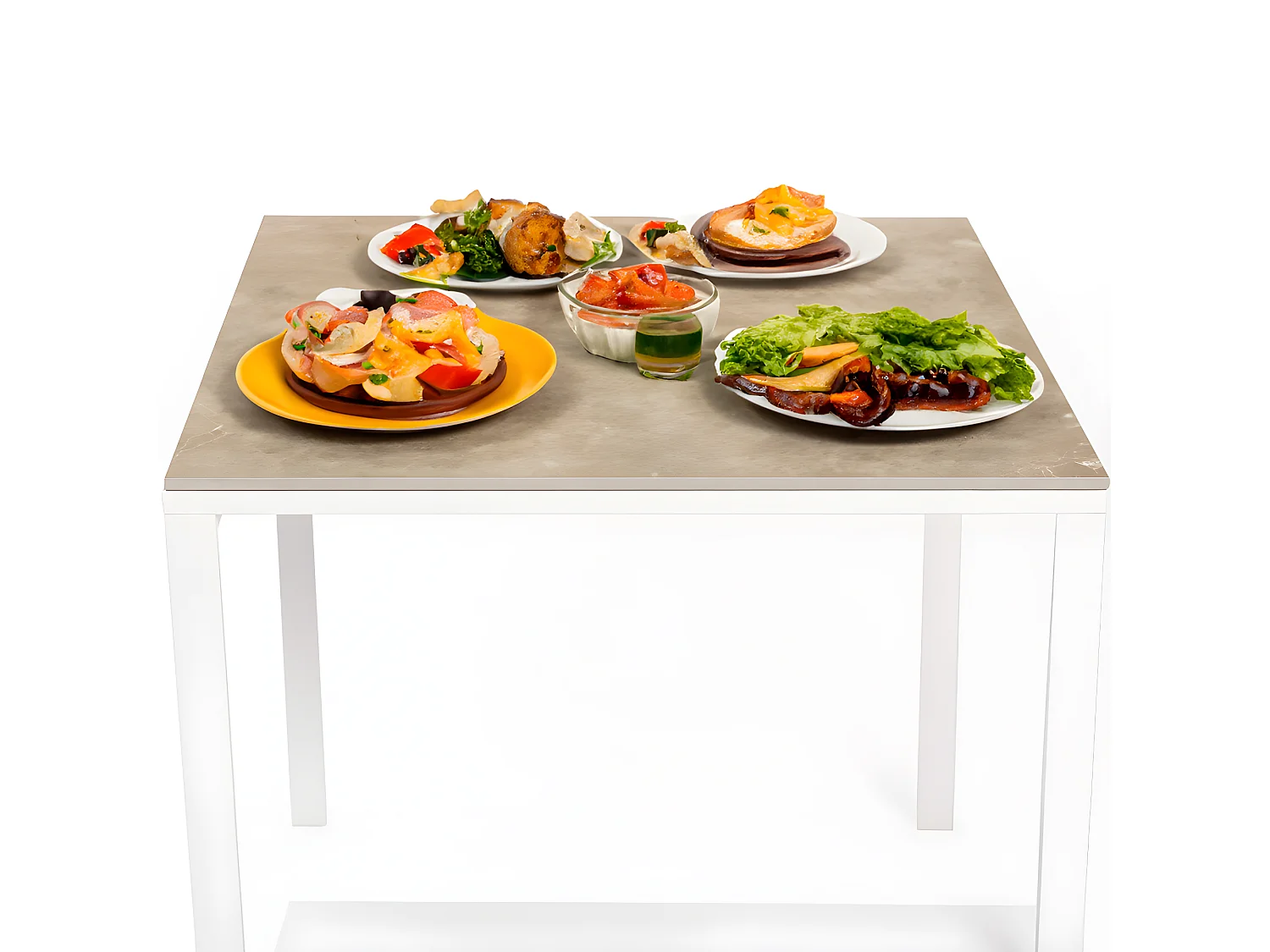 Mesa Cerámica Smart Noce 90x90x75cm Blanca, apta para interior y exterior, superficie porcelánica y estructura de acero SmarTile