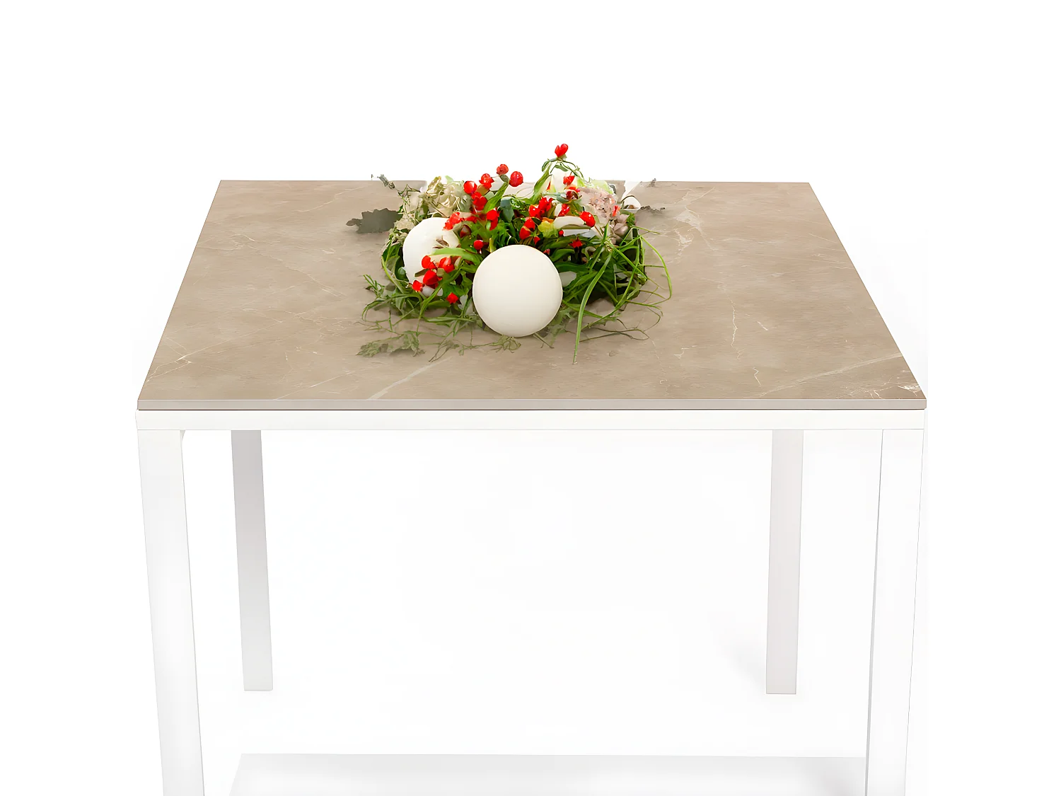 Mesa Cerámica Smart Noce 90x90x75cm Blanca, apta para interior y exterior, superficie porcelánica y estructura de acero SmarTile