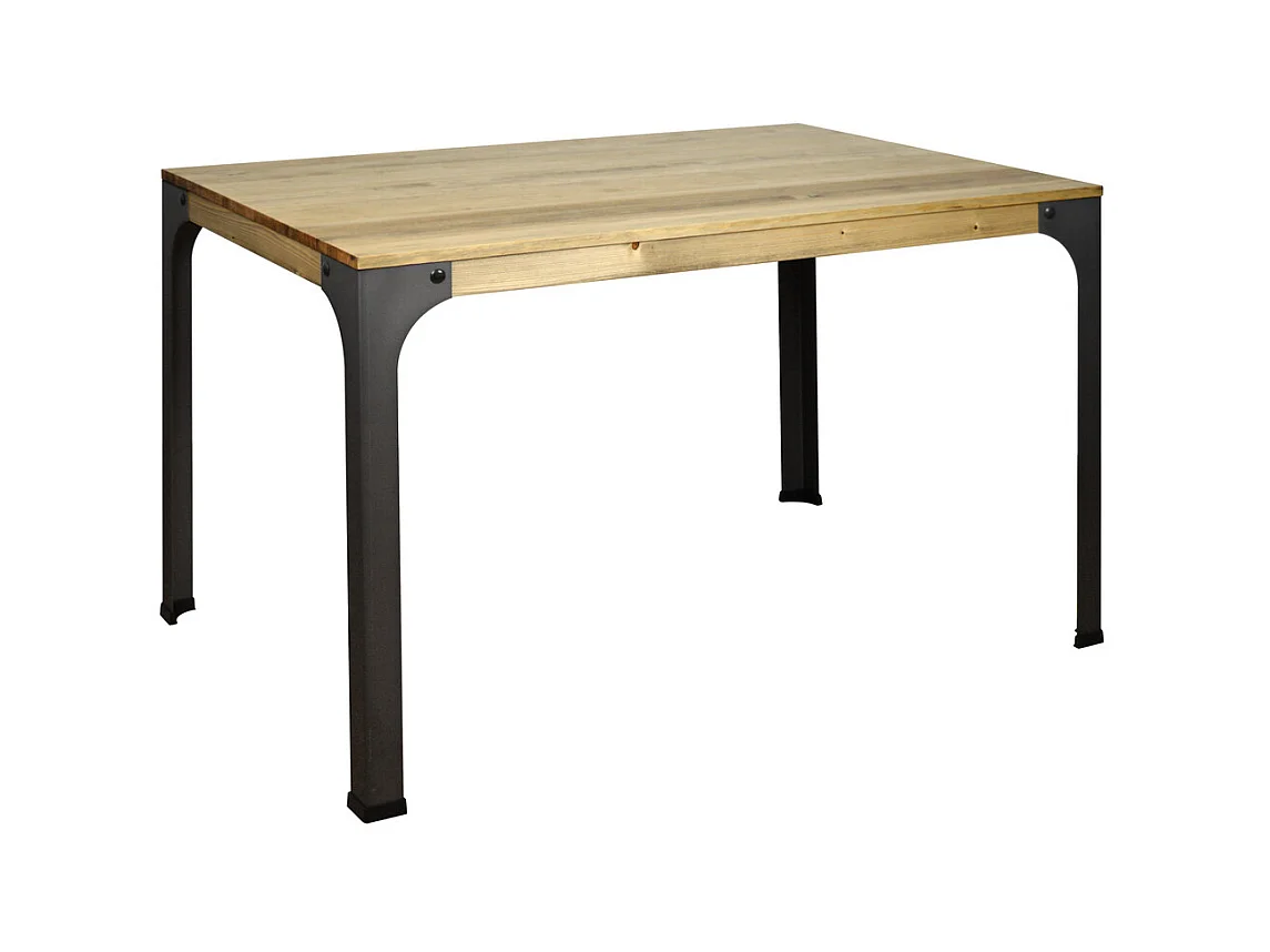 Mesa de jantar Bristol 160x90x75m em madeira de pinho maciço com acabamento estilo industrial vintage