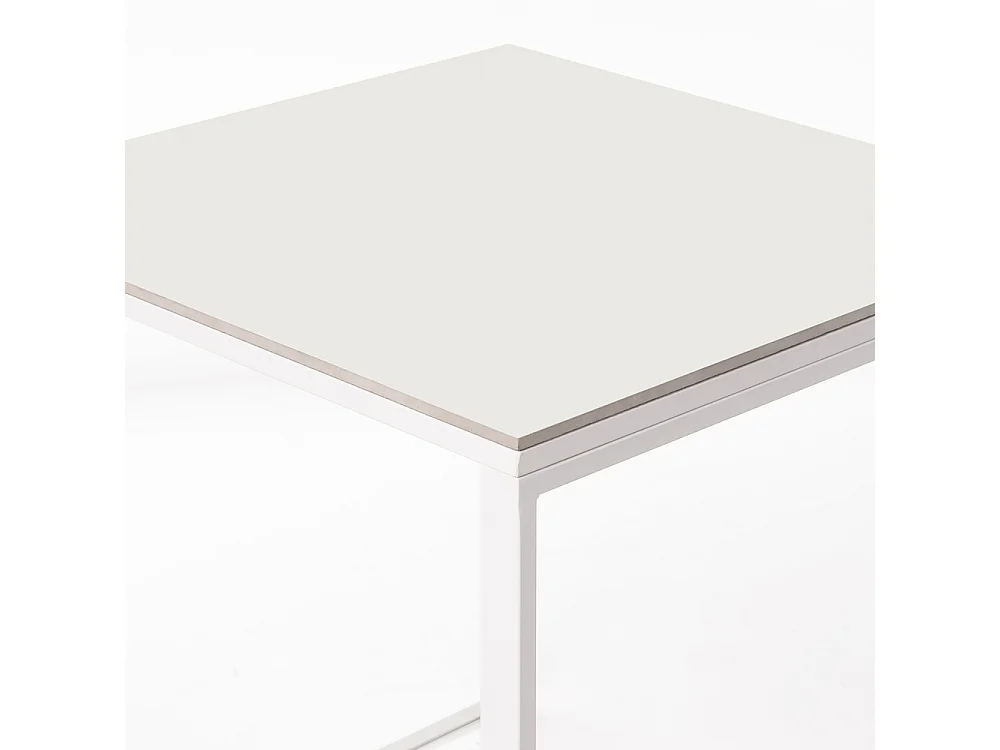 Table ceramique Smart White Frost 75x75x75cm Blanc, adaptée pour intérieur et exteriéur, surface porcelanique et structure en acier SmarTile