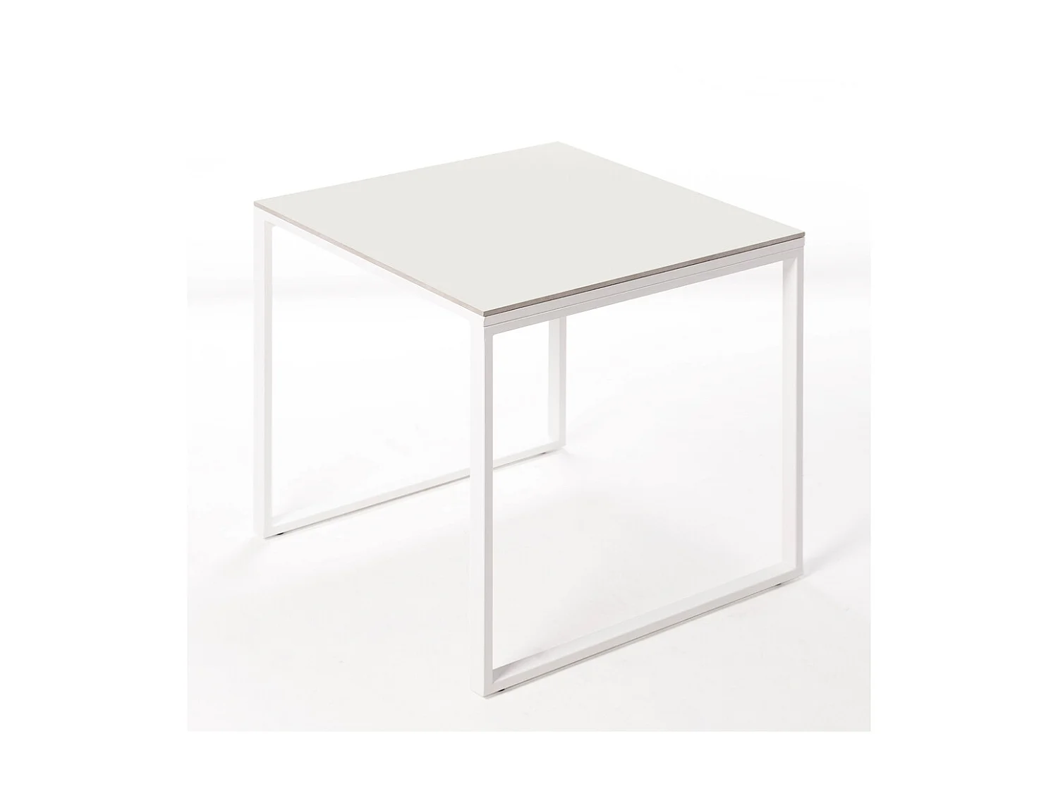 Table ceramique Smart White Frost 75x75x75cm Blanc, adaptée pour intérieur et exteriéur, surface porcelanique et structure en acier SmarTile