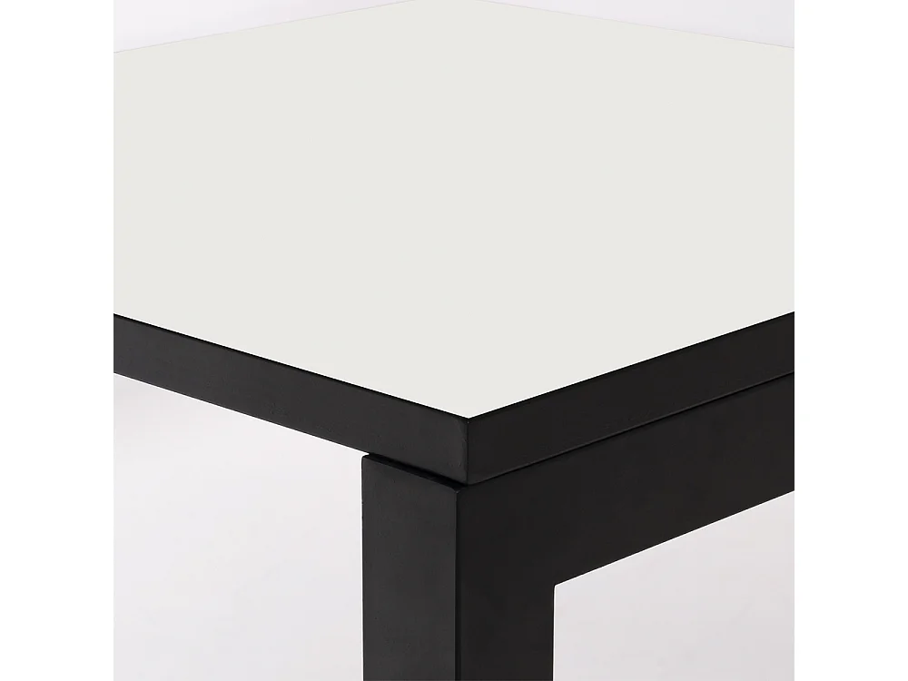 Mesa Cerámica Luxury White Frost 90x90x75cm Negra, apta para interior y exterior, superficie porcelánica y estructura de acero SmarTile