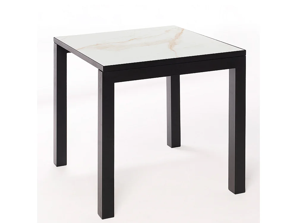 Mesa Cerámica Luxury Gold 90x90x75cm Negra, apta para interior y exterior, superficie porcelánica y estructura de acero SmarTile