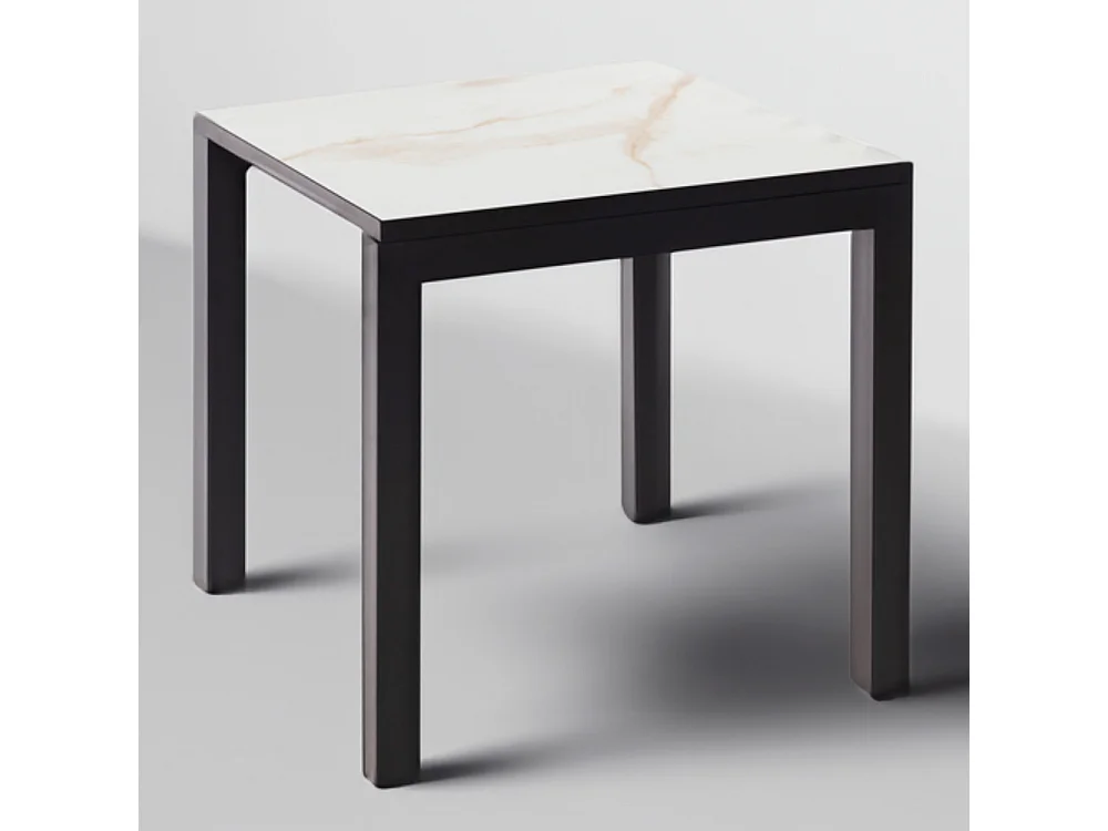 Mesa Cerámica Luxury Gold 90x90x75cm Negra, apta para interior y exterior, superficie porcelánica y estructura de acero SmarTile