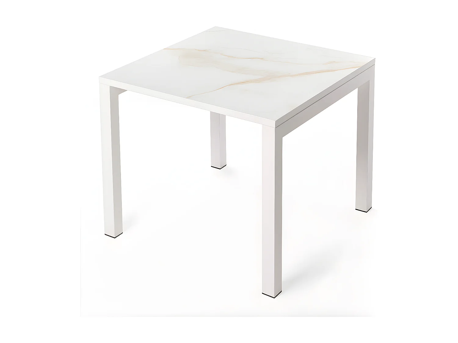 Mesa Cerámica Luxury Gold 90x90x75cm Blanca, apta para interior y exterior, superficie porcelánico y estructura de acero SmarTile