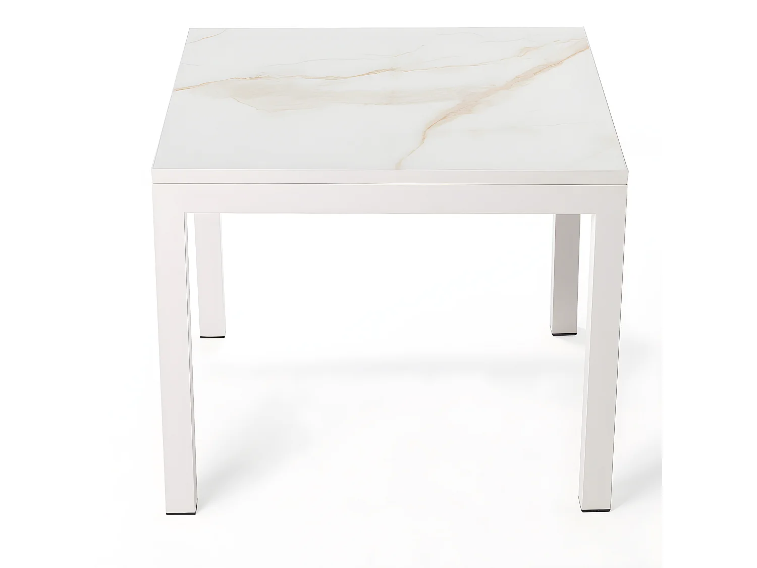 Mesa Cerámica Luxury Gold 90x90x75cm Blanca, apta para interior y exterior, superficie porcelánico y estructura de acero SmarTile