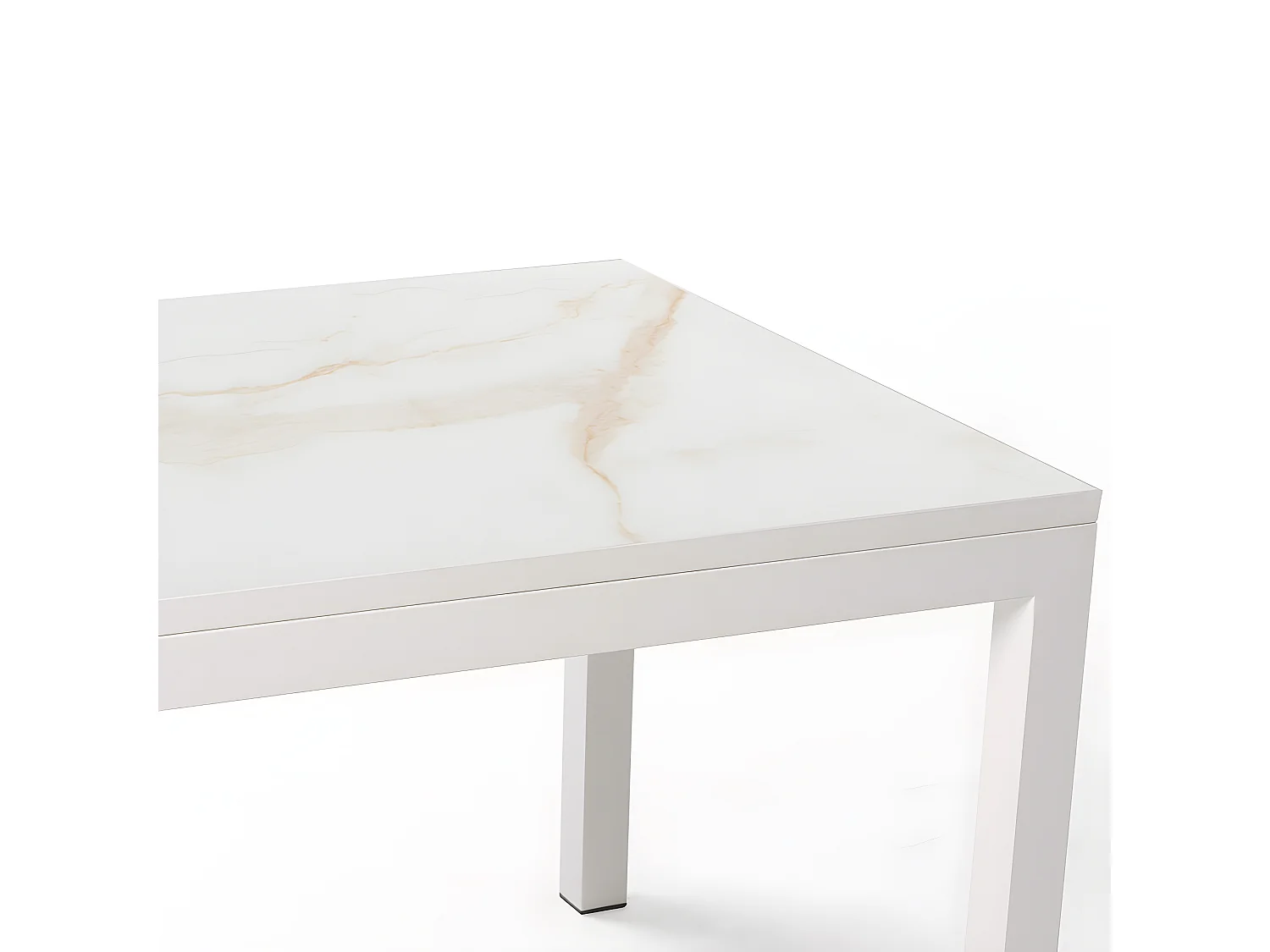 Mesa Cerámica Luxury Gold 90x90x75cm Blanca, apta para interior y exterior, superficie porcelánico y estructura de acero SmarTile