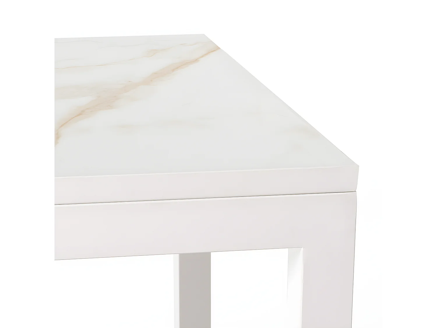 Mesa Cerámica Luxury Gold 90x90x75cm Blanca, apta para interior y exterior, superficie porcelánico y estructura de acero SmarTile