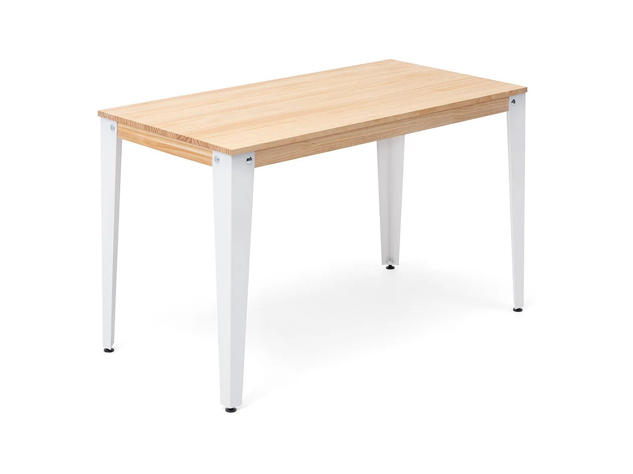 Mesa Lunds Estudio 180x90x75cm Blanca madera acabado natural estilo nórdico industrial Box Furniture