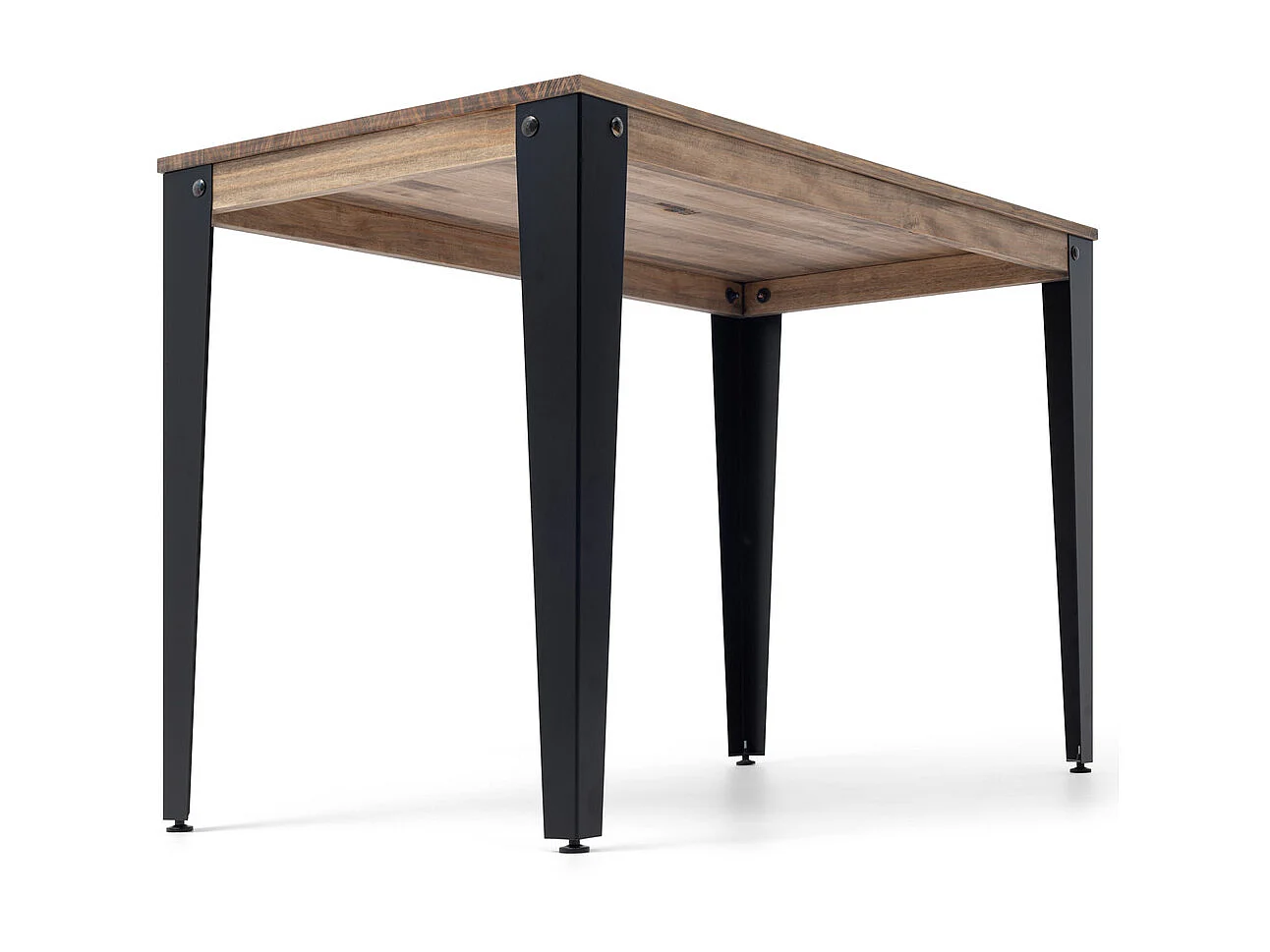 Tavolo da pranzo Lunds 60x140x75 Nero, in legno massicio di pino finitura effetto invecchiatto, stile industriale, Box Furniture.