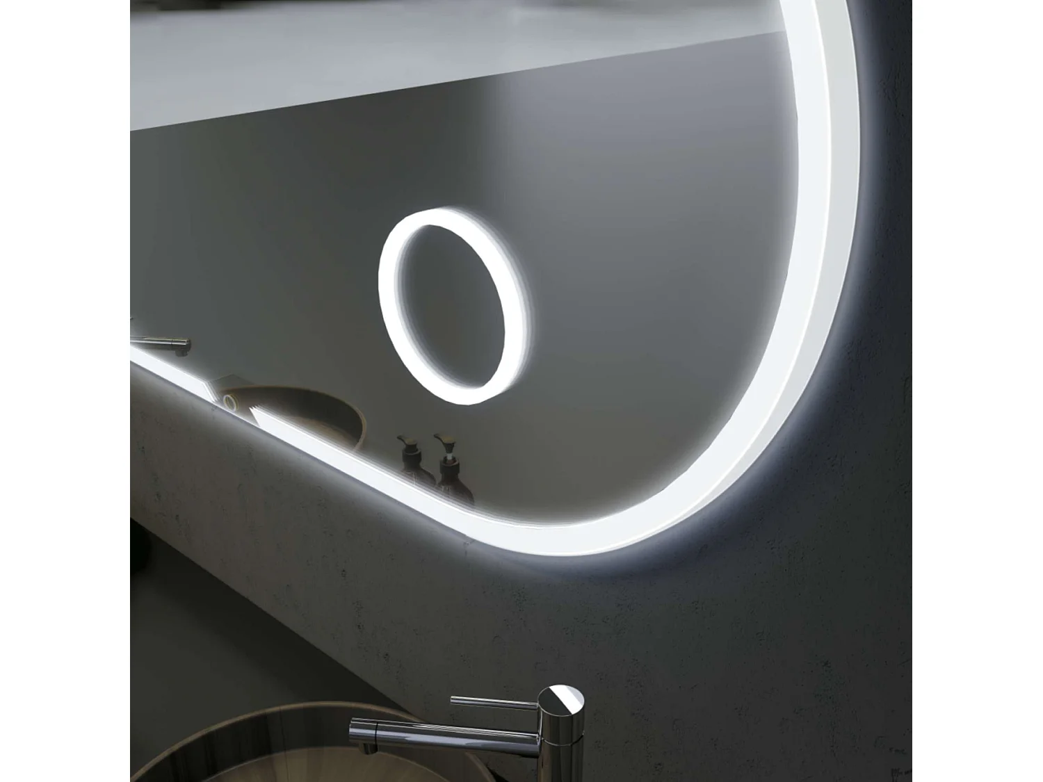 Miroir Salle de Bain INDIANA - 120x60cm - T° Led Frontal Variable - Anti-Buée & Zone Grossissant X3 - LEDIMEX