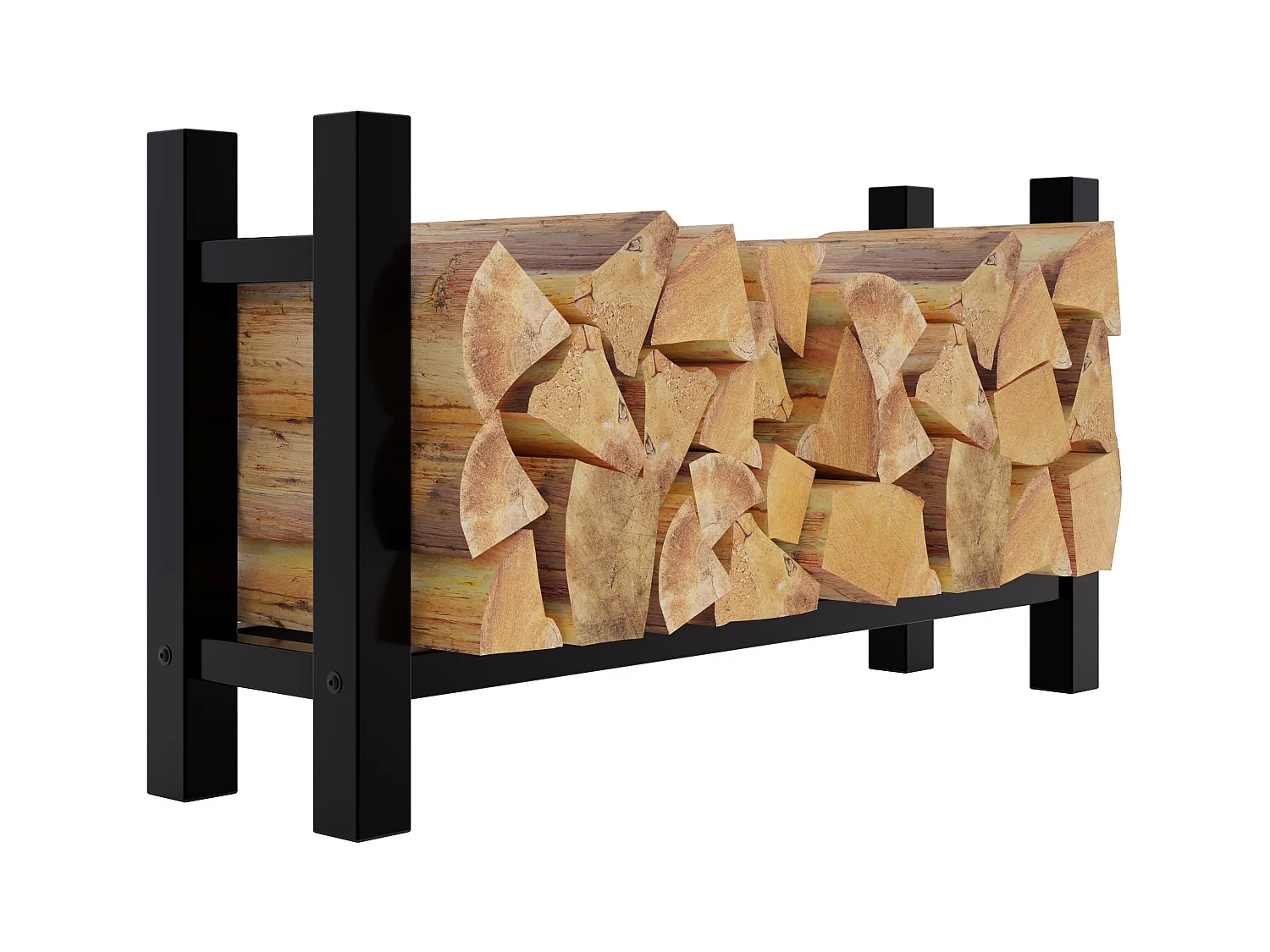 Porta legna - Metallo - 30x100x60 cm - nero - Medya