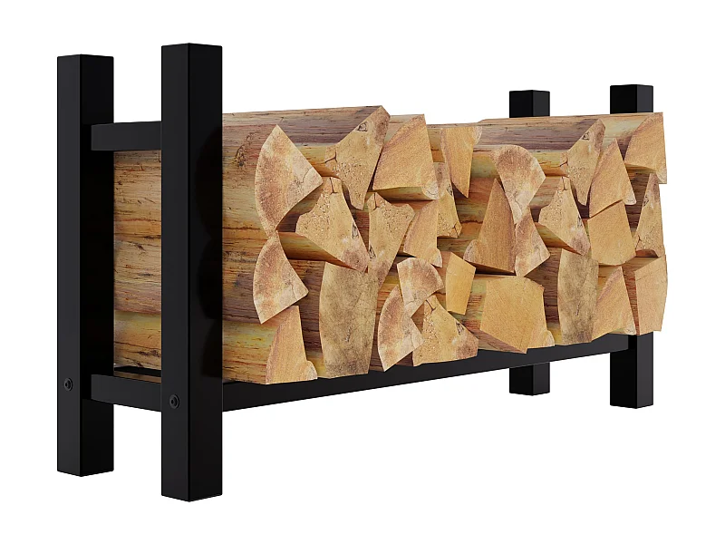 Porta legna - Metallo - 30x100x60 cm - nero - Medya