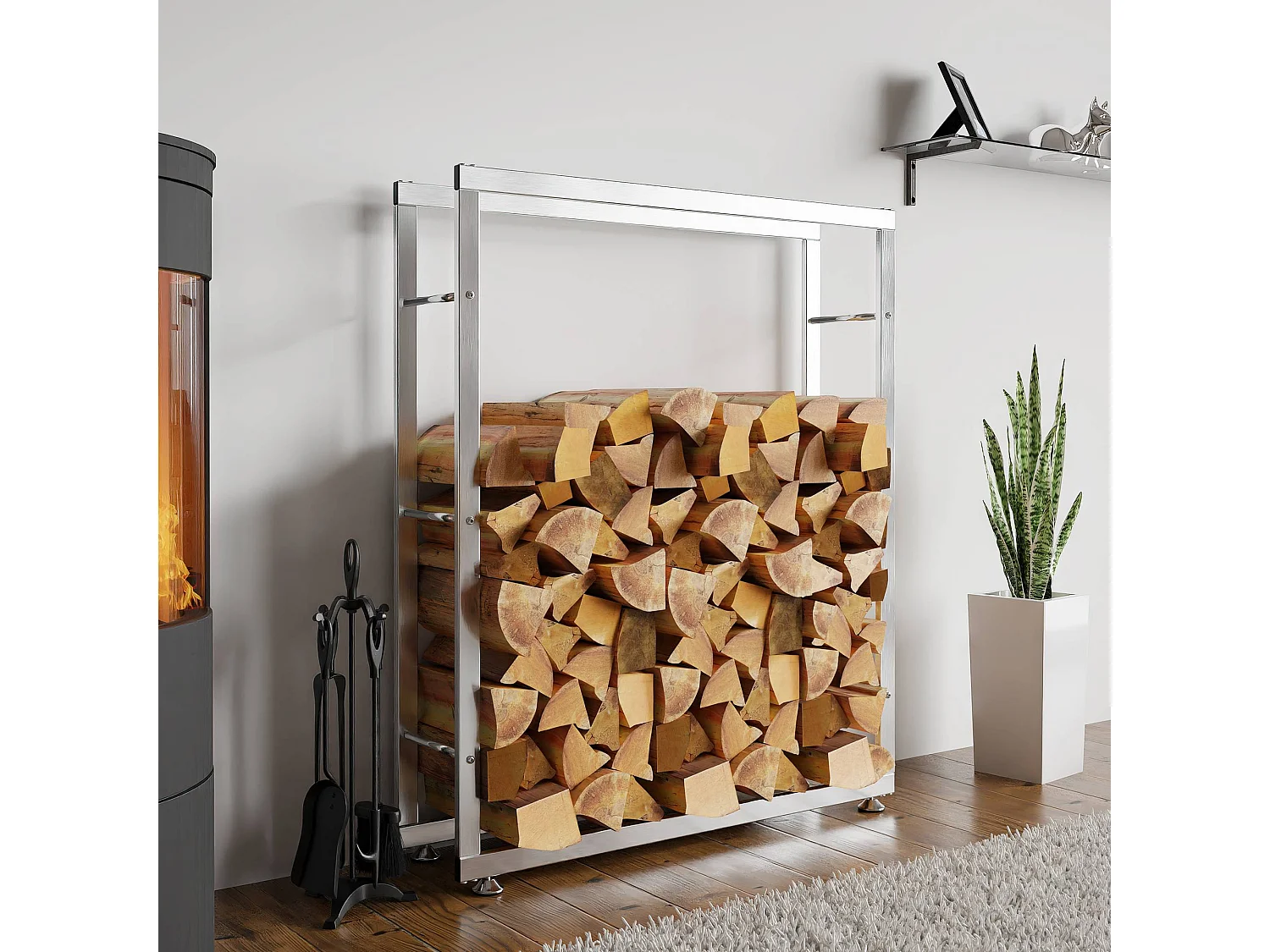 Leñero - Acero inoxidable - 25x100x150 cm - Acero inoxidable - Keri V2