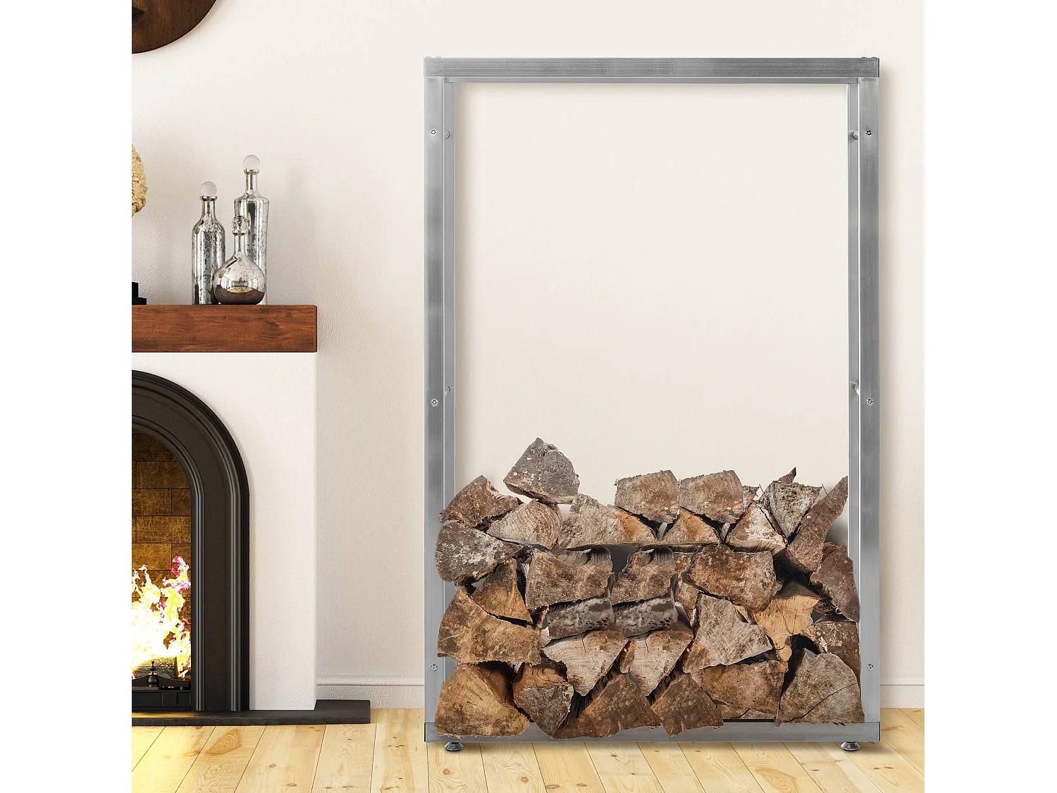 Leñero - Acero inoxidable - 25x100x150 cm - Acero inoxidable - Keri V2