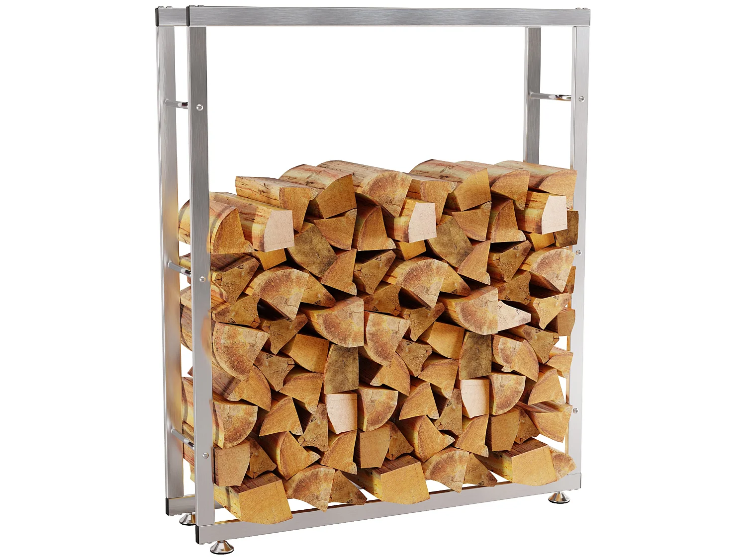 Etagère bois de cheminée - Acier inoxydable - 25x100x150 cm - Acier inoxydable - Keri V2