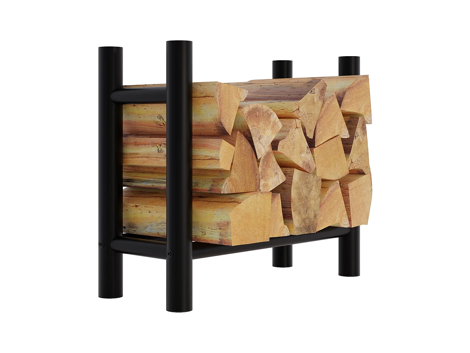 Etagère bois de cheminée - Métal - 30x60x60 cm - Noir - Medya