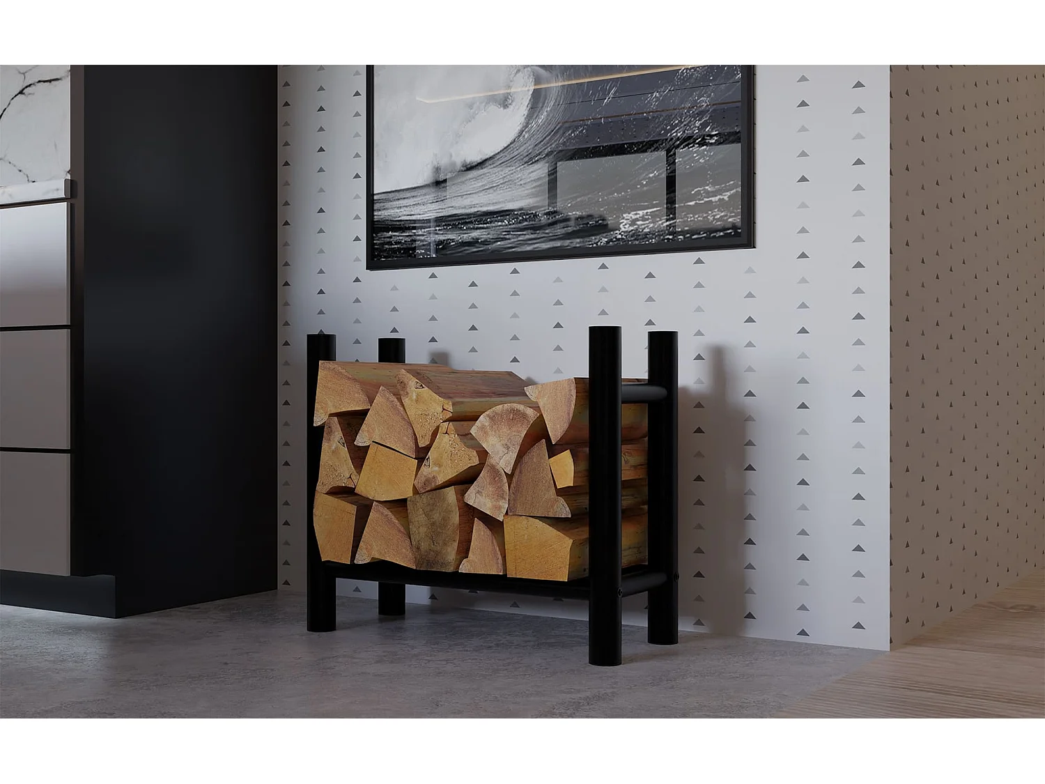 Brandhoutrek  - Metalen - 30x60x60 cm - zwart - Medya