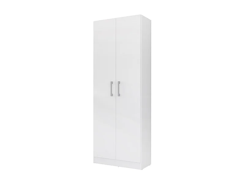 Armoire, placard de rangement avec 2 portes coloris blanc - L. 61 x P. 32 x H. 170 cm
