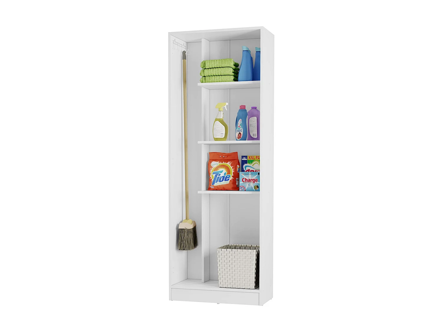 Armoire, placard de rangement avec 2 portes coloris blanc - L. 61 x P. 32 x H. 170 cm