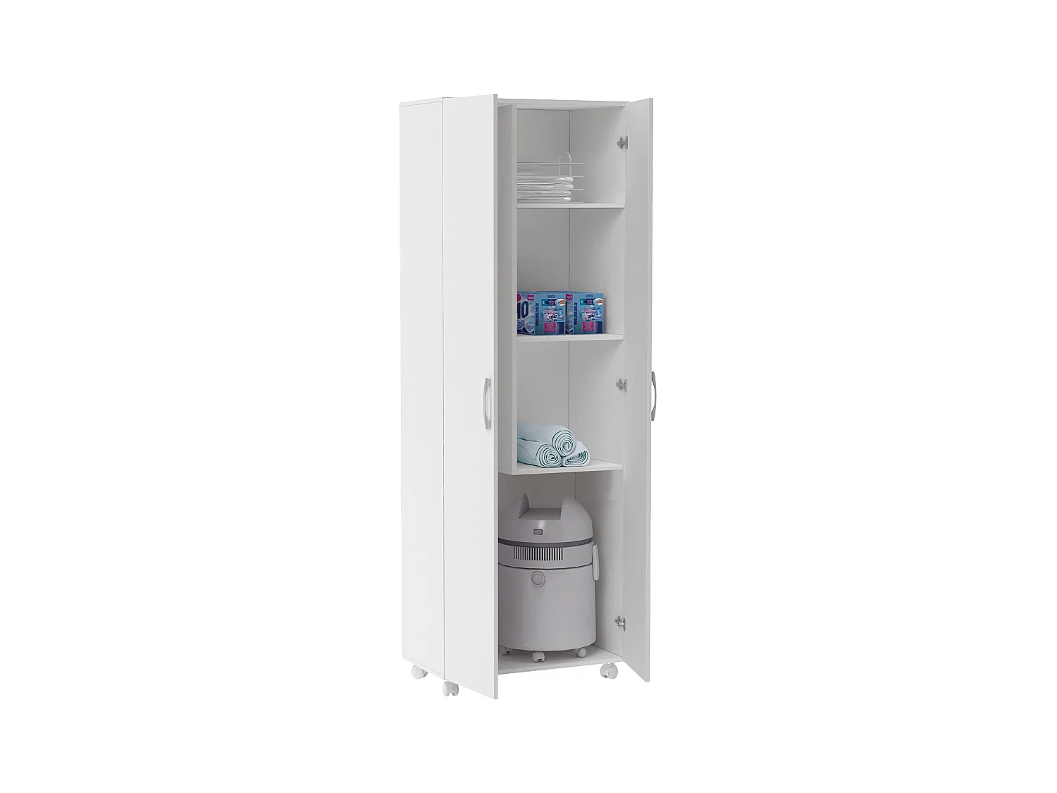 Armoire, placard de rangement avec 2 portes coloris blanc  - L. 72 x P. 41 x H. 183 cm