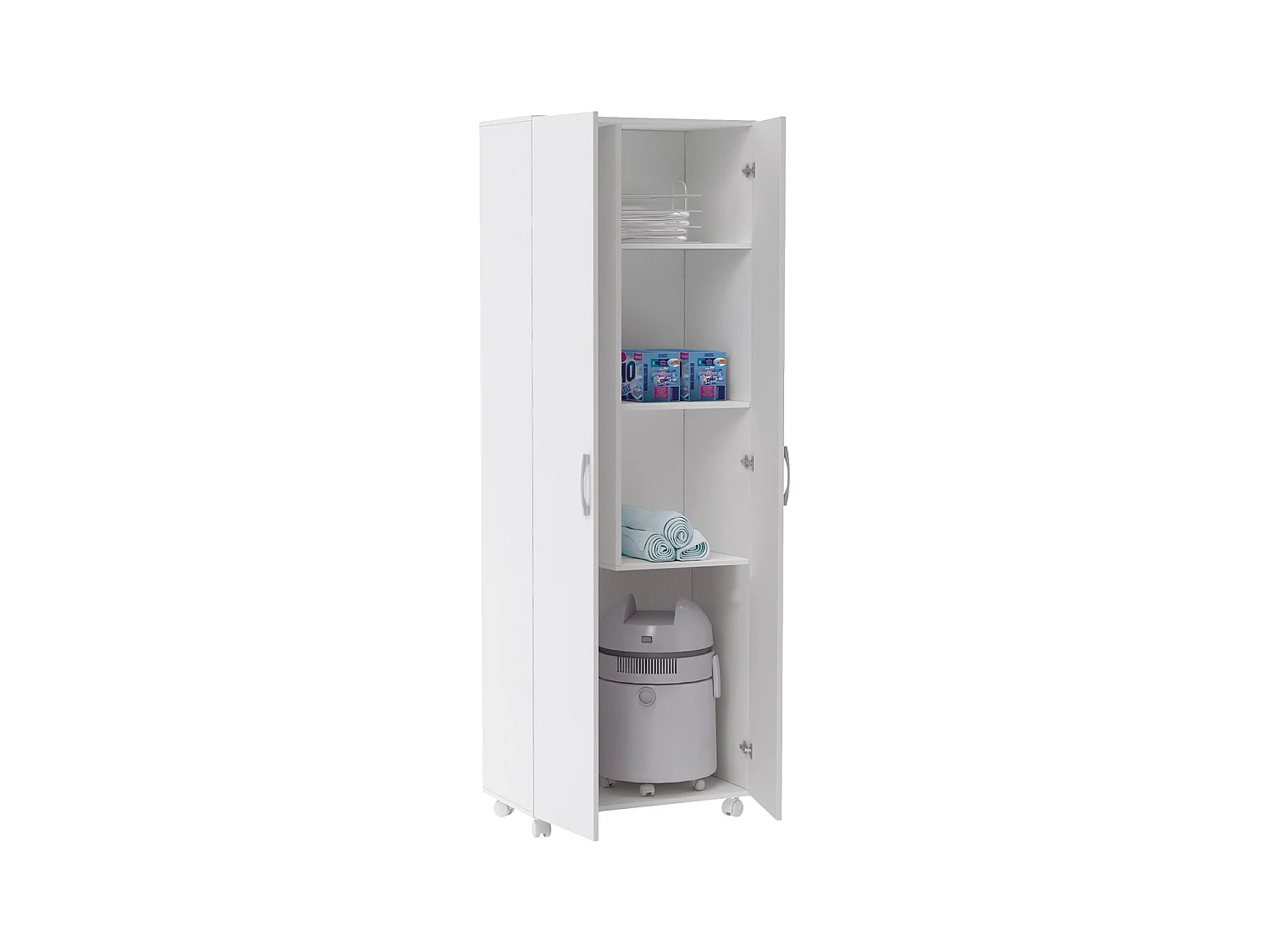 Armoire, placard de rangement avec 2 portes coloris blanc  - L. 72 x P. 41 x H. 187 cm