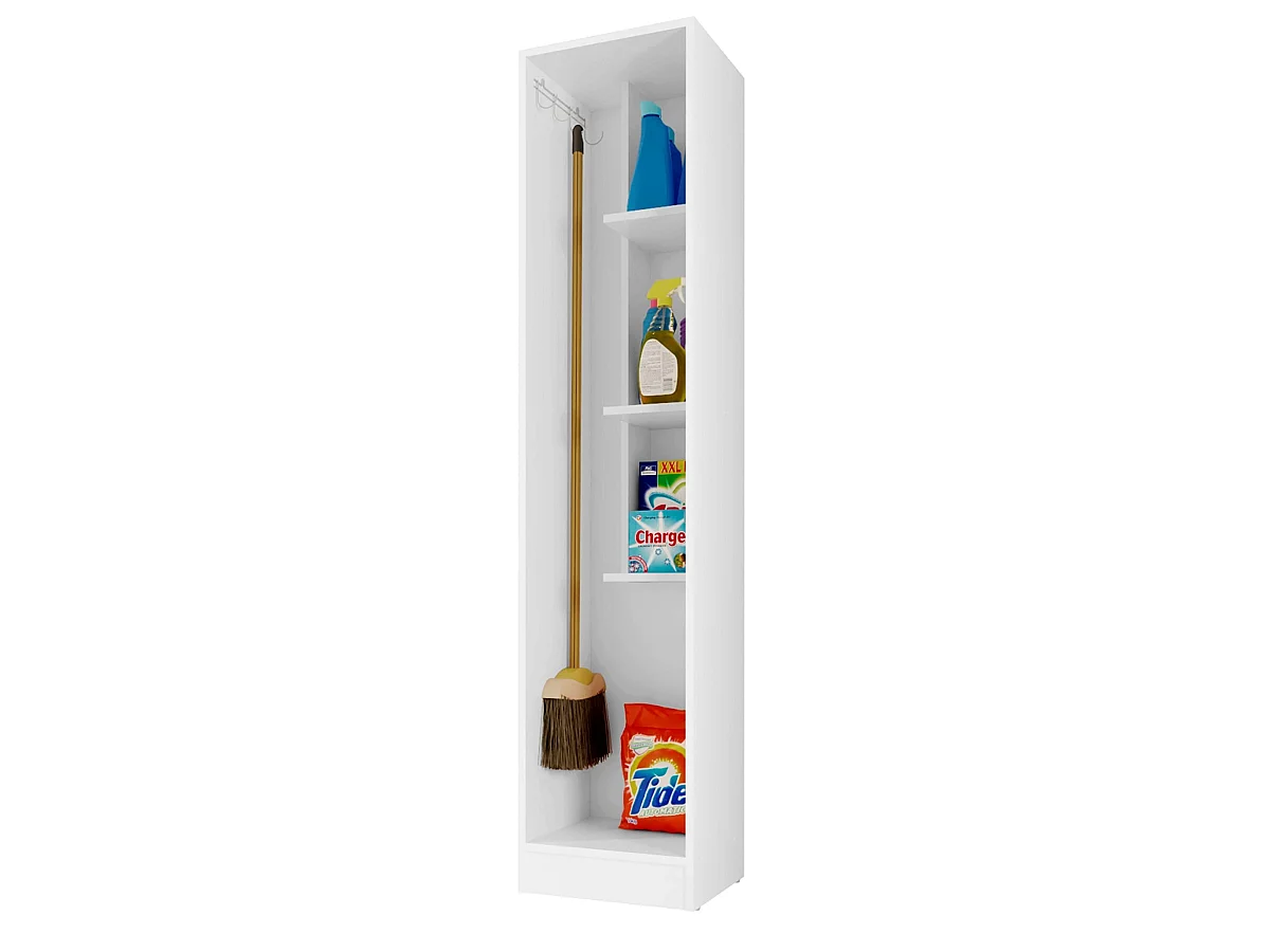Armoire, placard de rangement avec 1 porte coloris blanc - L. 35 x P. 32 x H. 170 cm