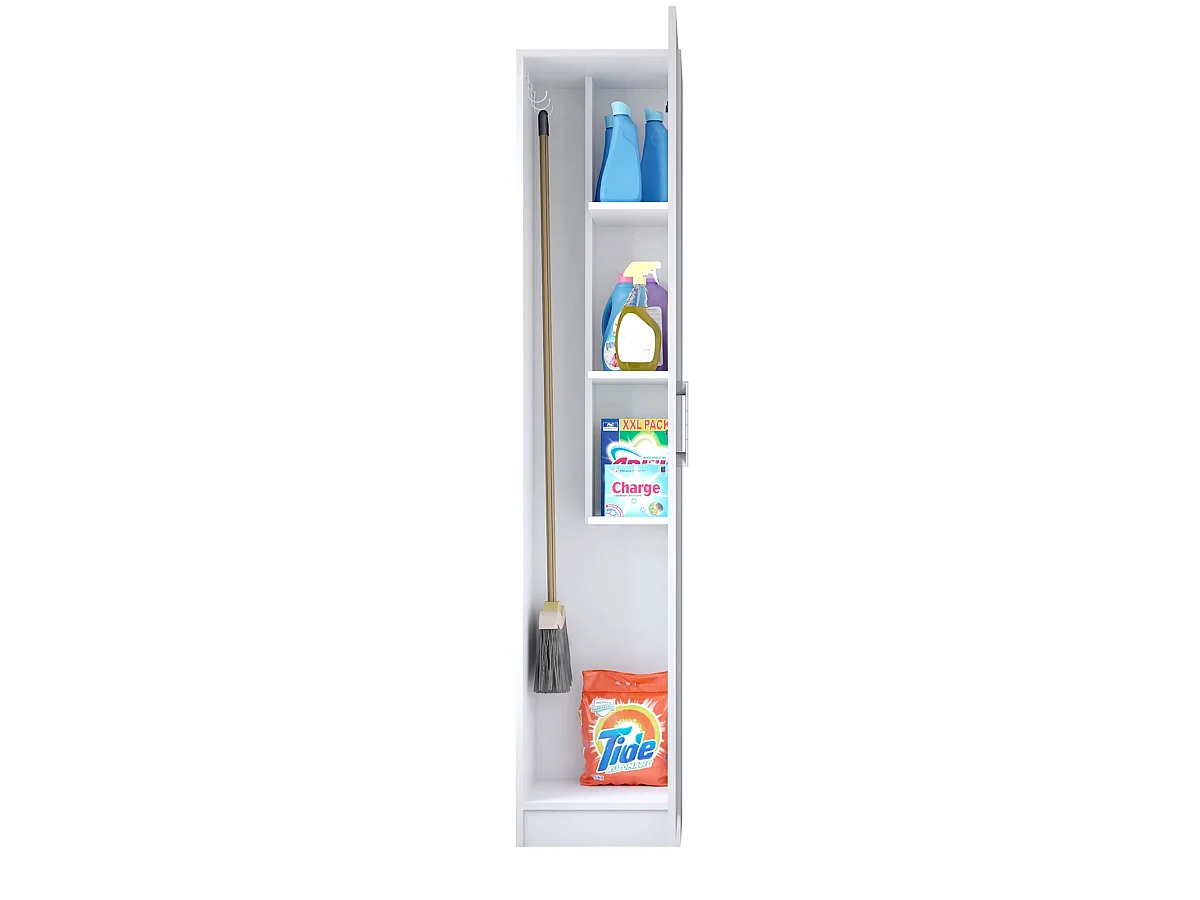 Armoire, placard de rangement avec 1 porte coloris blanc - L. 35 x P. 32 x H. 170 cm