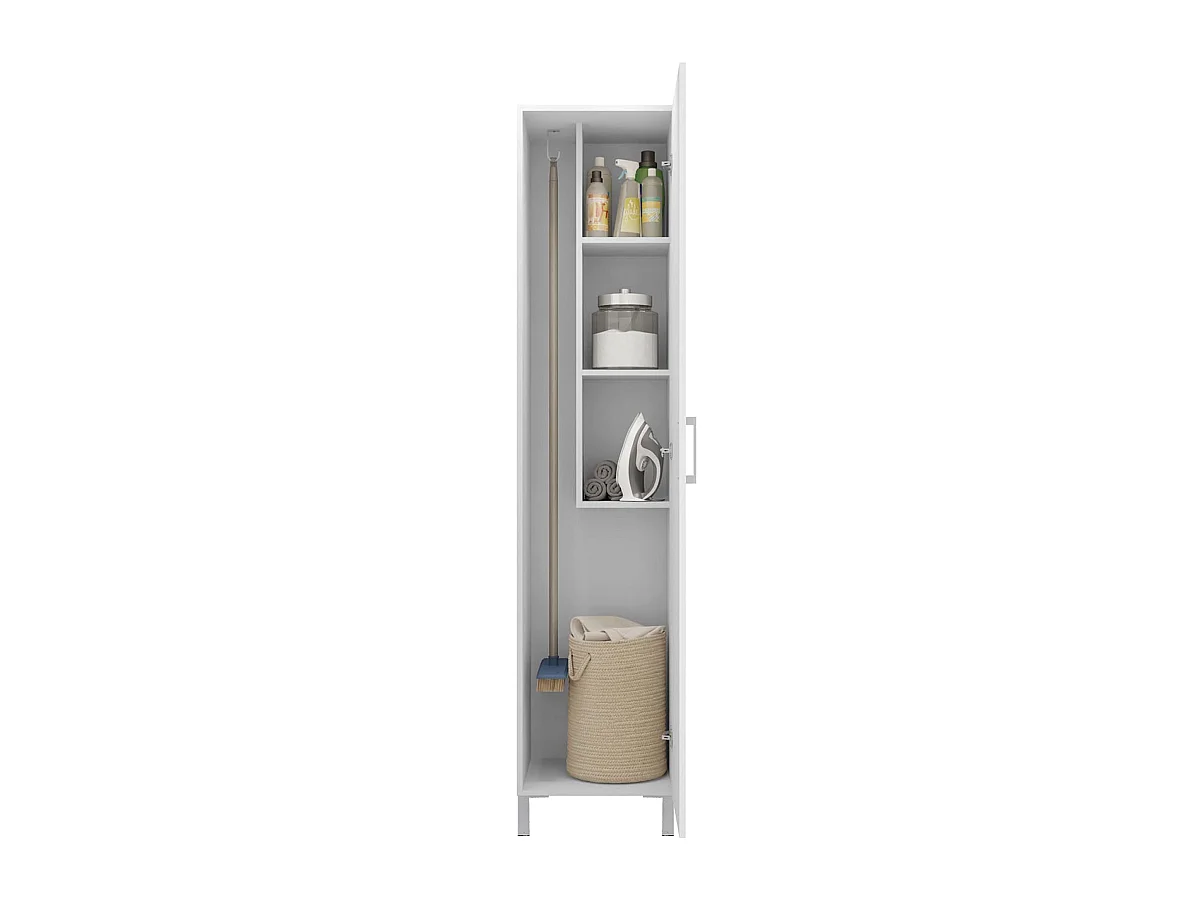 Armoire, placard de rangement avec 1 Porte coloris blanc - L. 42 x P. 41 x H. 187 cm