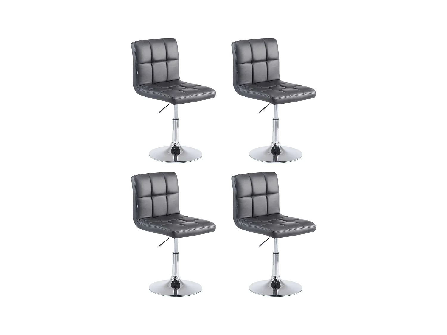 Set van 4  Ligstoel - Kunstleer - zwart - Palma V2