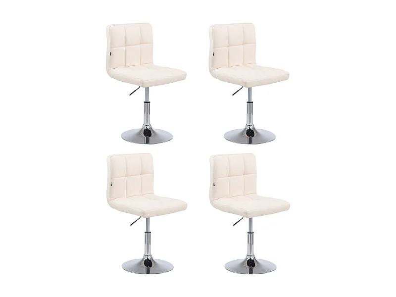 Lot de 4  Chaise longue - Similicuir - Crème - Palma V2