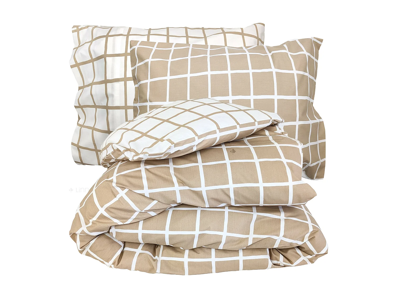 Parure de lit 140x200 cm 50x70 cm percale DDM MAX Beige 2 pièces