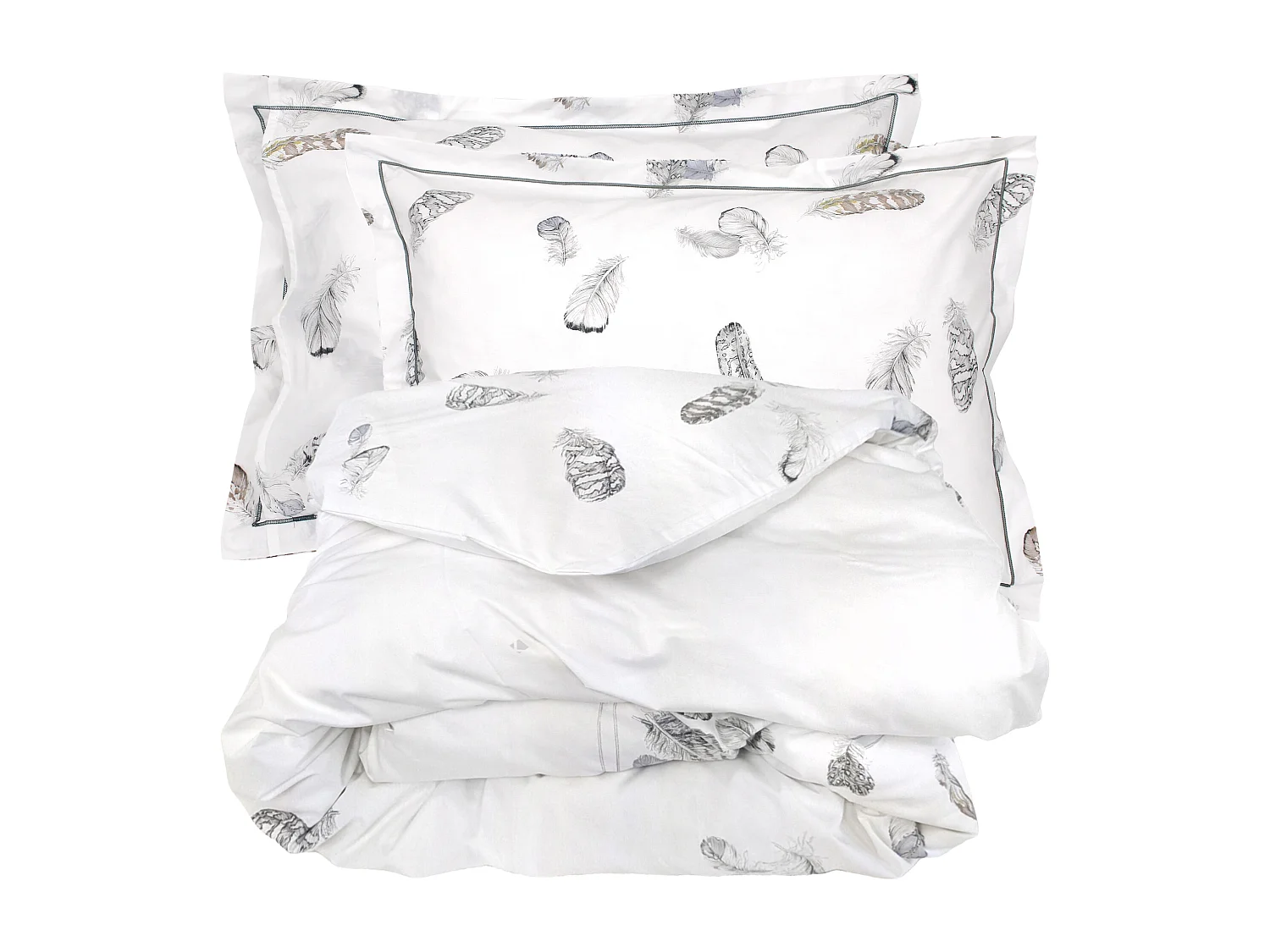 Parure de lit 3 pièces 280x240 cm taies 50x70 cm percale PLUMES