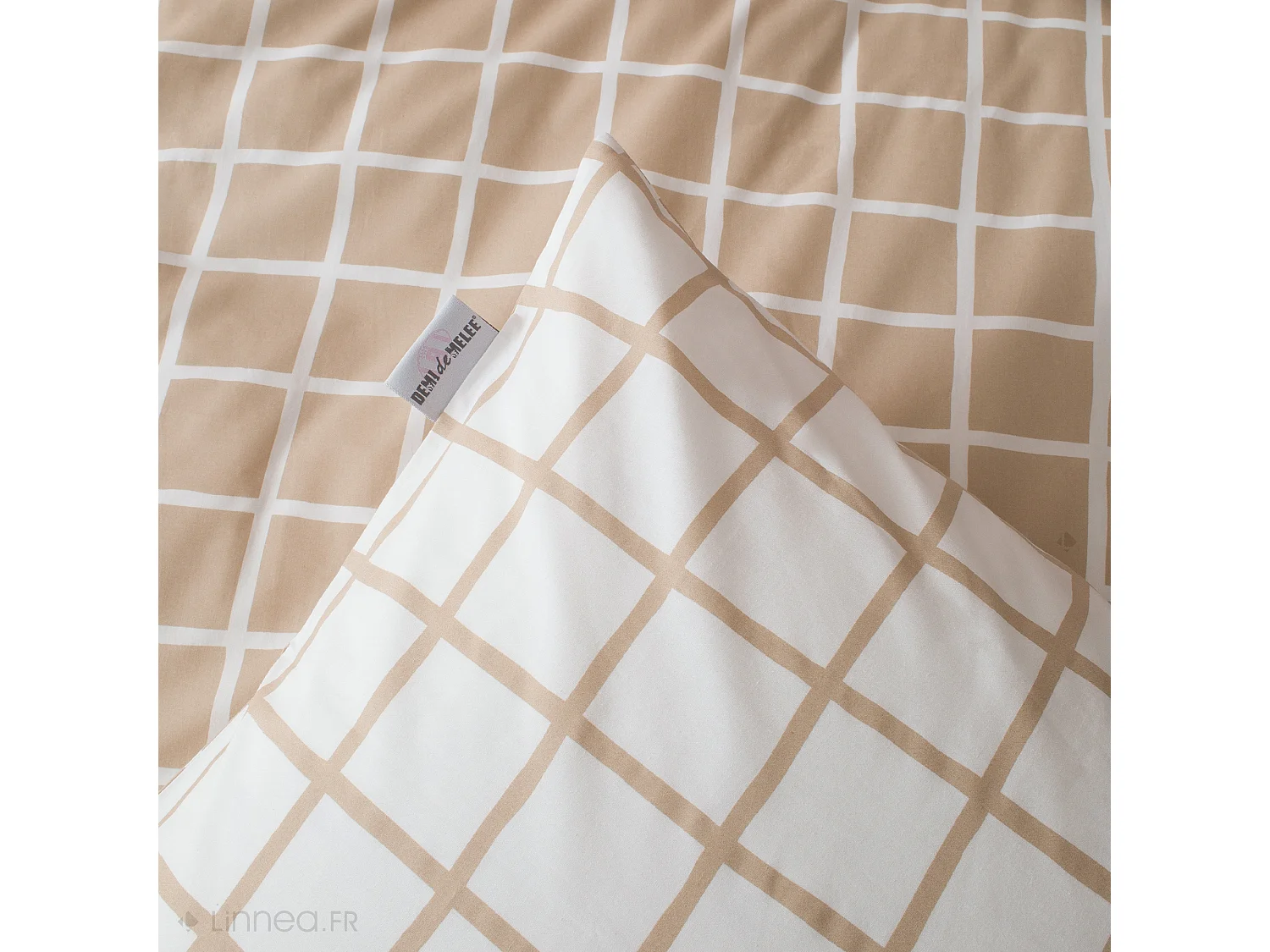 Parure de lit 280x240 cm 50x70 cm percale DDM MAX Beige 3 pièces