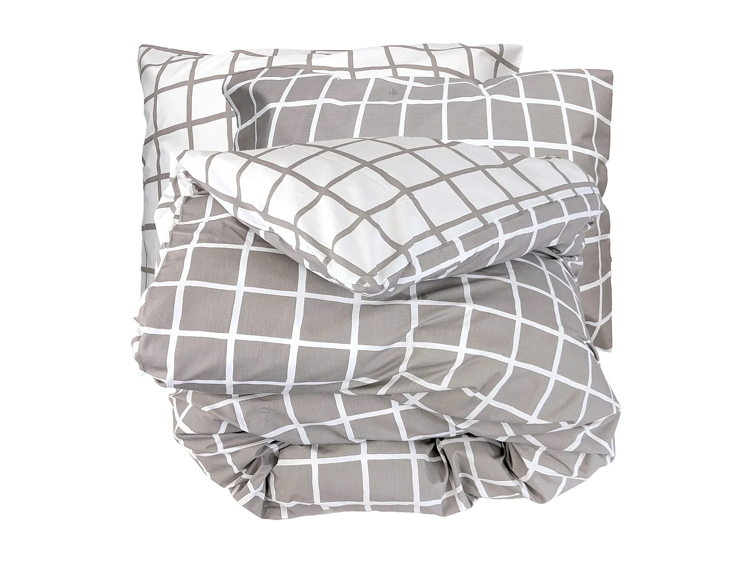 Parure de lit 140x200 cm 50x70 cm percale DDM MAX Gris 2 pièces