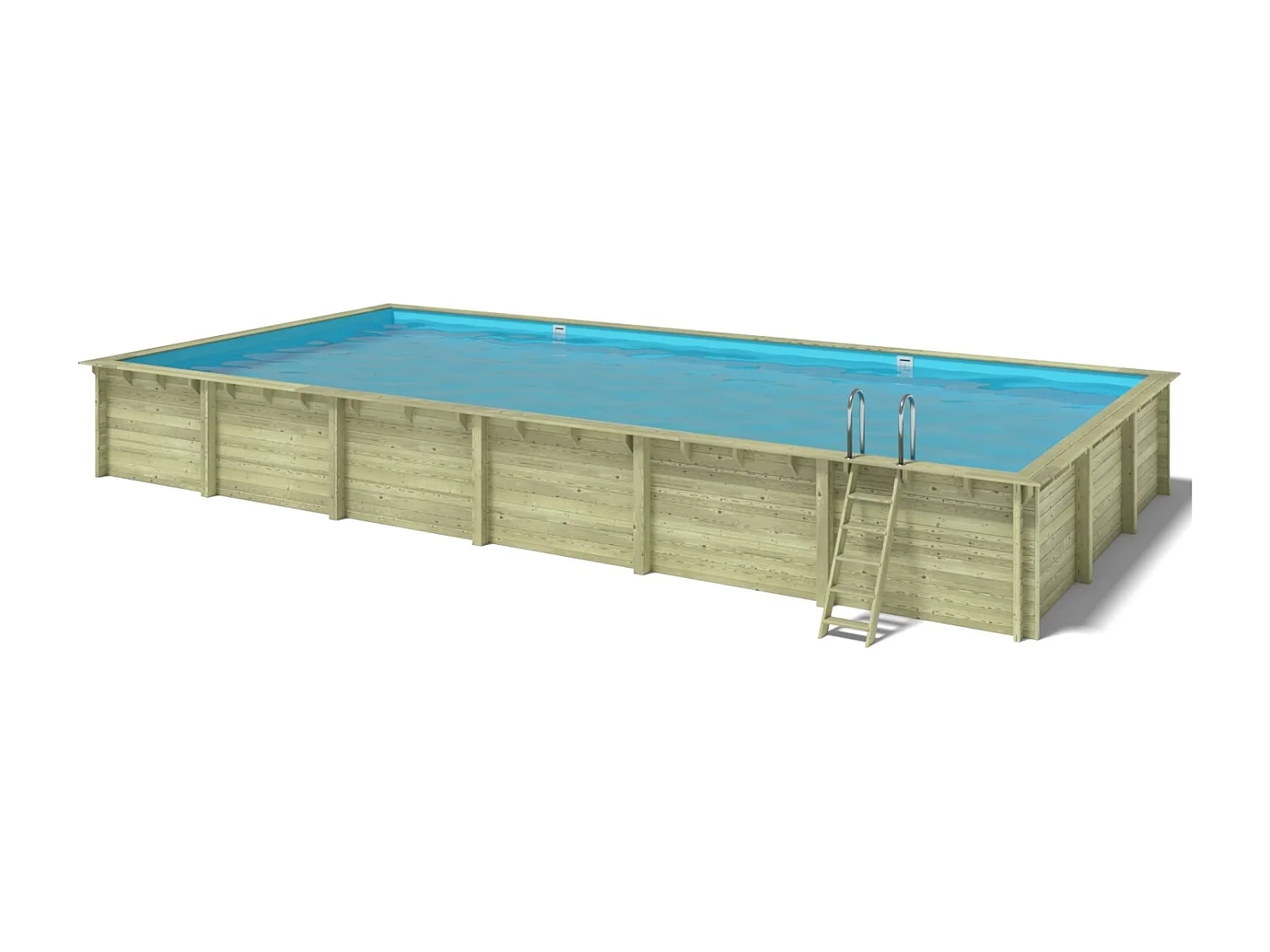 Piscine en bois 12,20x6,20 - H.1,44 m - avec filtration et coffre - BAS762OSPI+SZA - ALTANKA