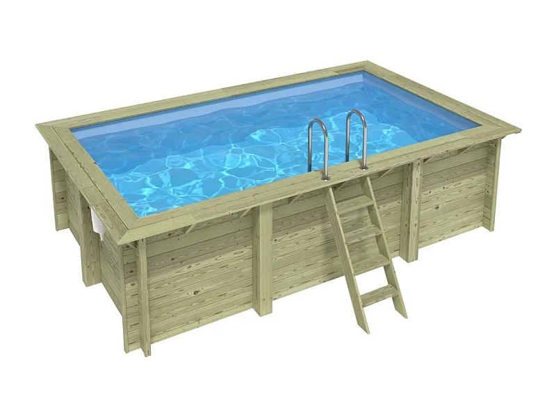 Piscine en bois AQUA 4.65 x 2.85 - H.1.24 m, bleu pâle, fixations à sceller - BAS7306OSPI - ALTANKA
