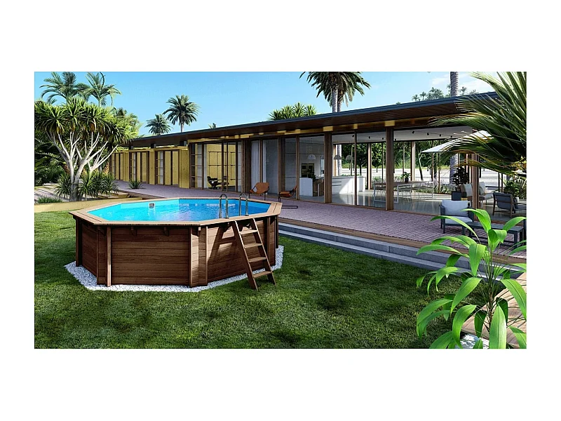 Piscine en bois 5.37x5.37 - H.1.31 m autoportante - BAS90OSP+SZA8 - ALTANKA