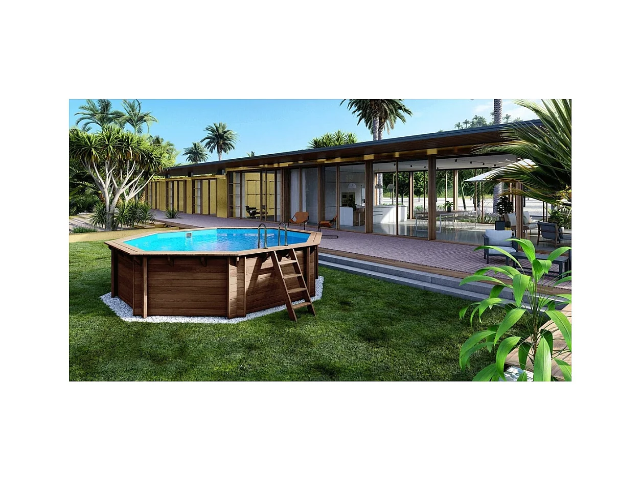 Piscine en bois 5.37x5.37 - H.1.31 m autoportante - BAS90OSP+SZA8 - ALTANKA
