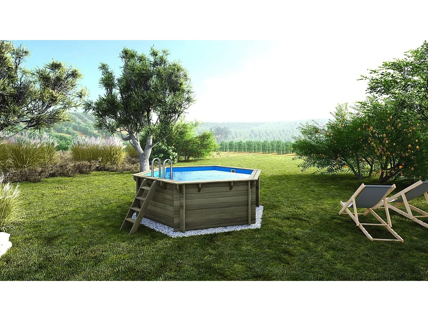 Piscina in legno 3,55x4,09 - H.1,17 m autoportante - BAS732OSP - ALTANKA