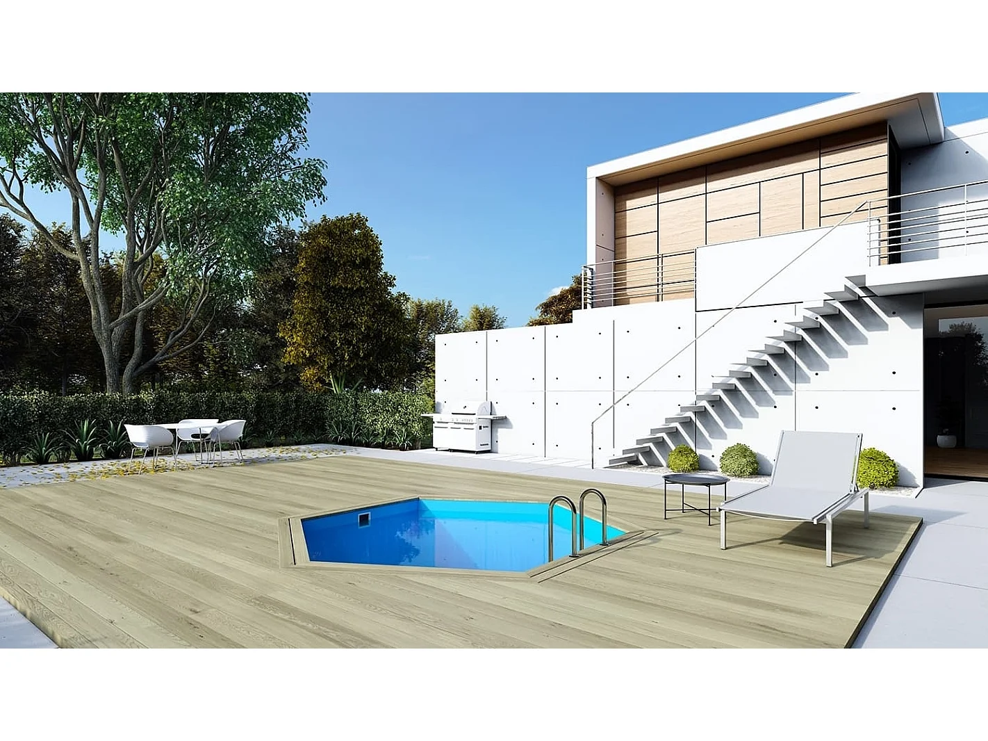 Piscina in legno 3,55x4,09 - H.1,17 m autoportante - BAS732OSP - ALTANKA