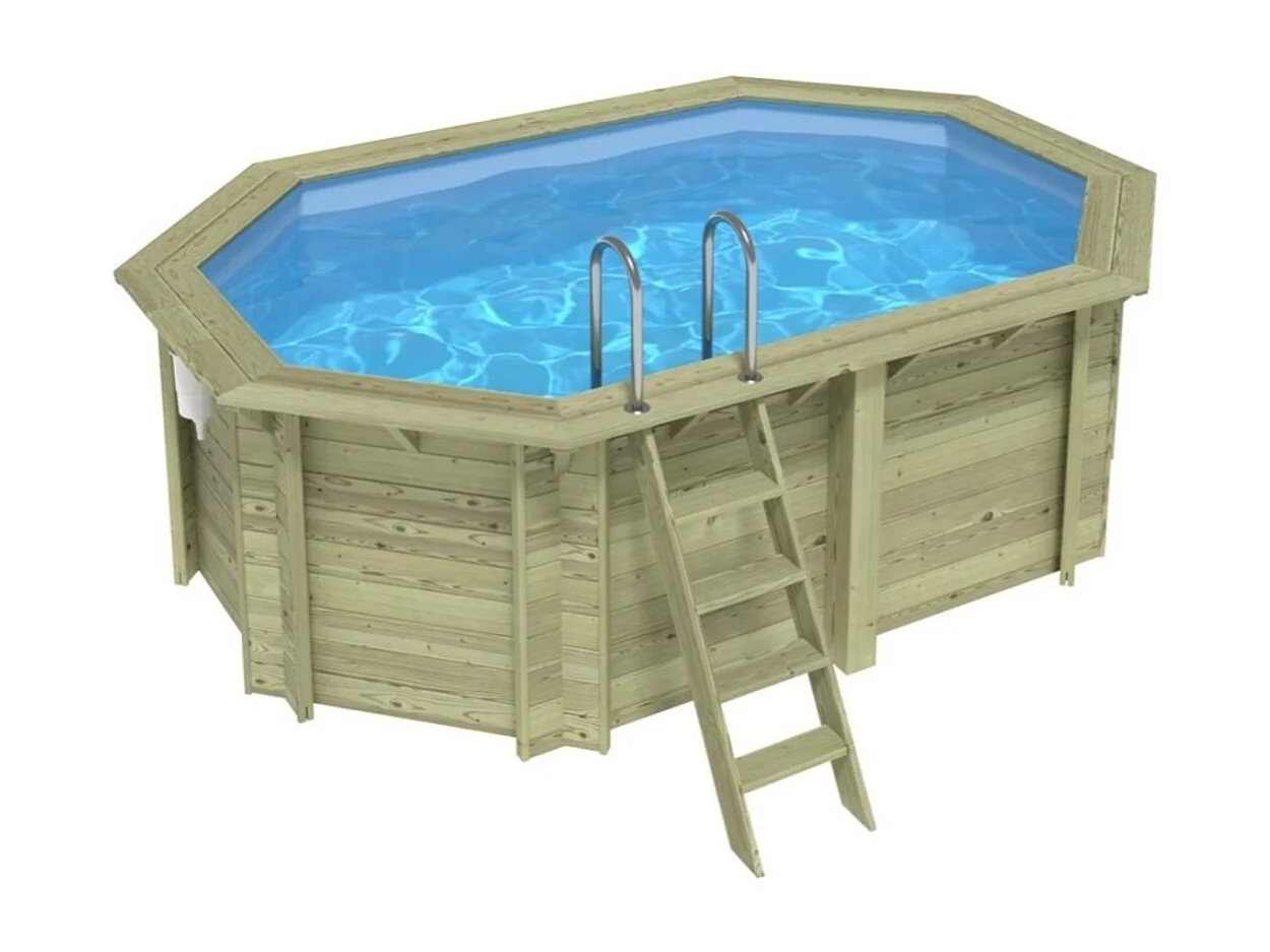 Piscine en bois NEMO 4.3 x 3 - H.1.31 m, bleu pâle, fixations à sceller - BAS7303OSPI - ALTANKA