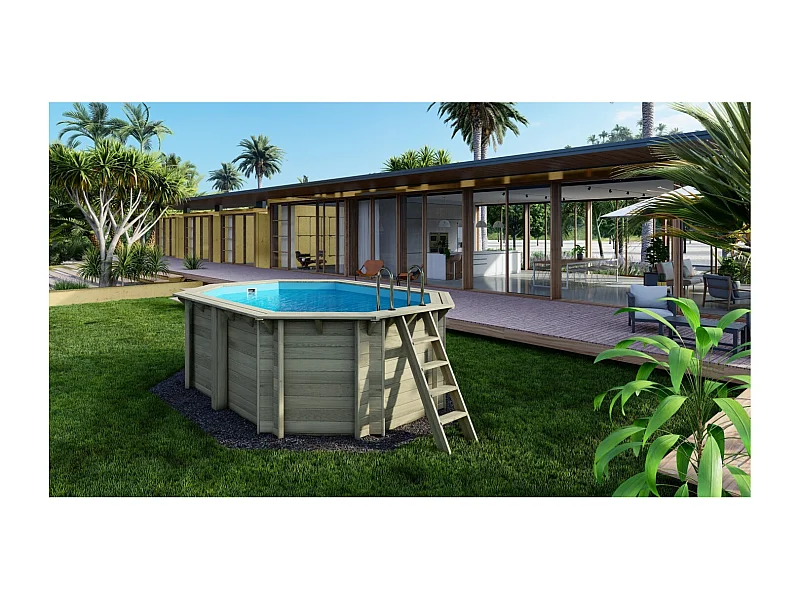 Piscine en bois Nemo 4.3x3 - H.1.31 m fixations à sceller - BAS7303OSPI - ALTANKA