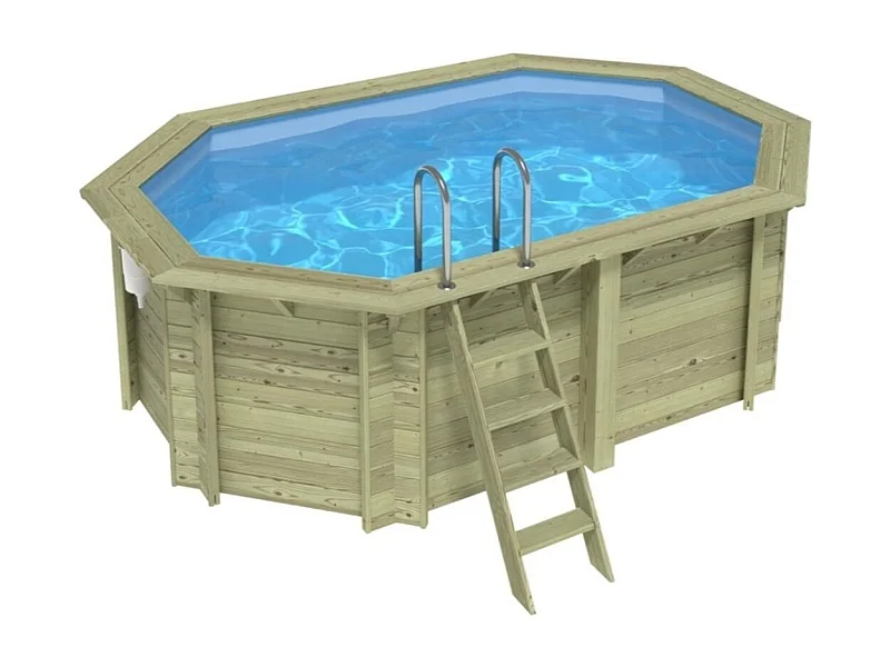 Piscine en bois NEMO 4.3 x 3 - H.1.31 m, bleu pâle, fixations à sceller - BAS7303OSPI - ALTANKA