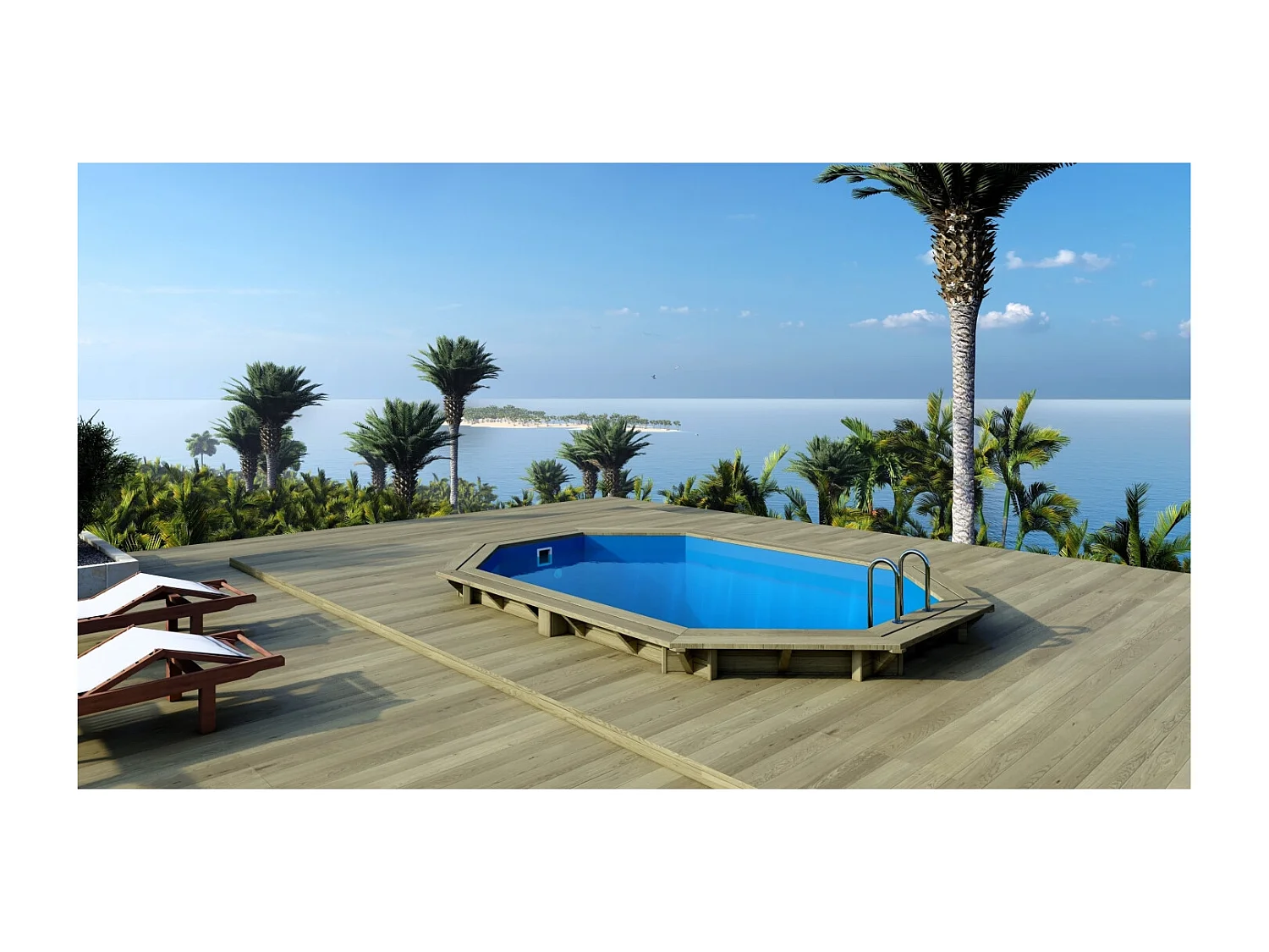 Piscine en bois Nemo 4.3x3 - H.1.18 m fixations à sceller - BAS7302OSPI+SZA - ALTANKA