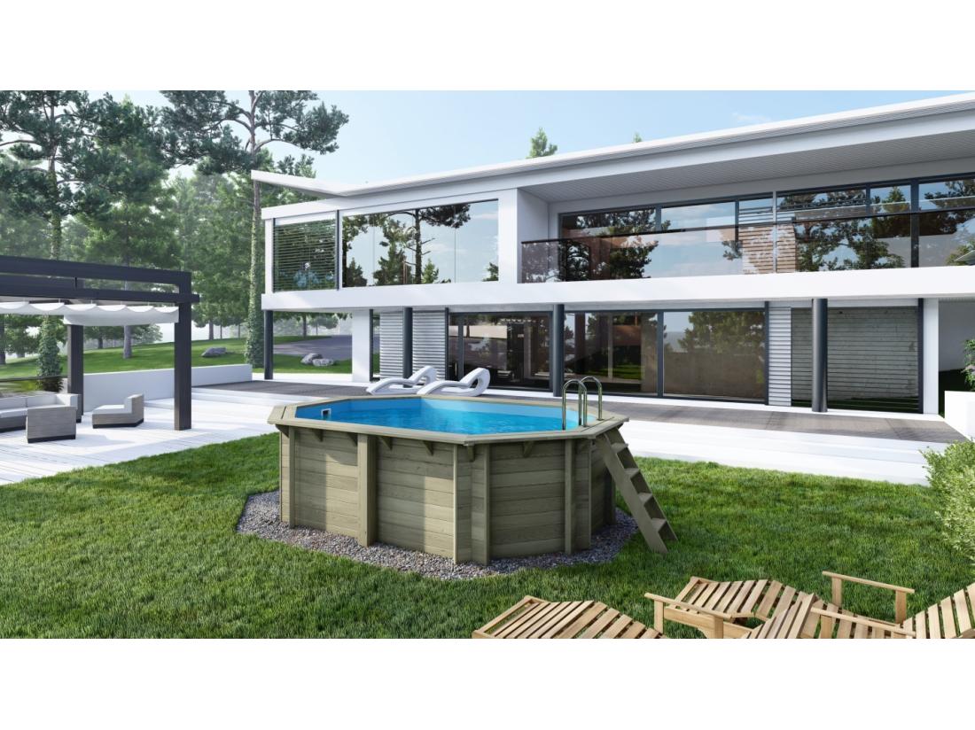 vente unique Piscine en bois Nemo 4 3x3 - H.1 18 m - avec filtration et coffre - BAS7302OSPI+SZA - ALTANKA