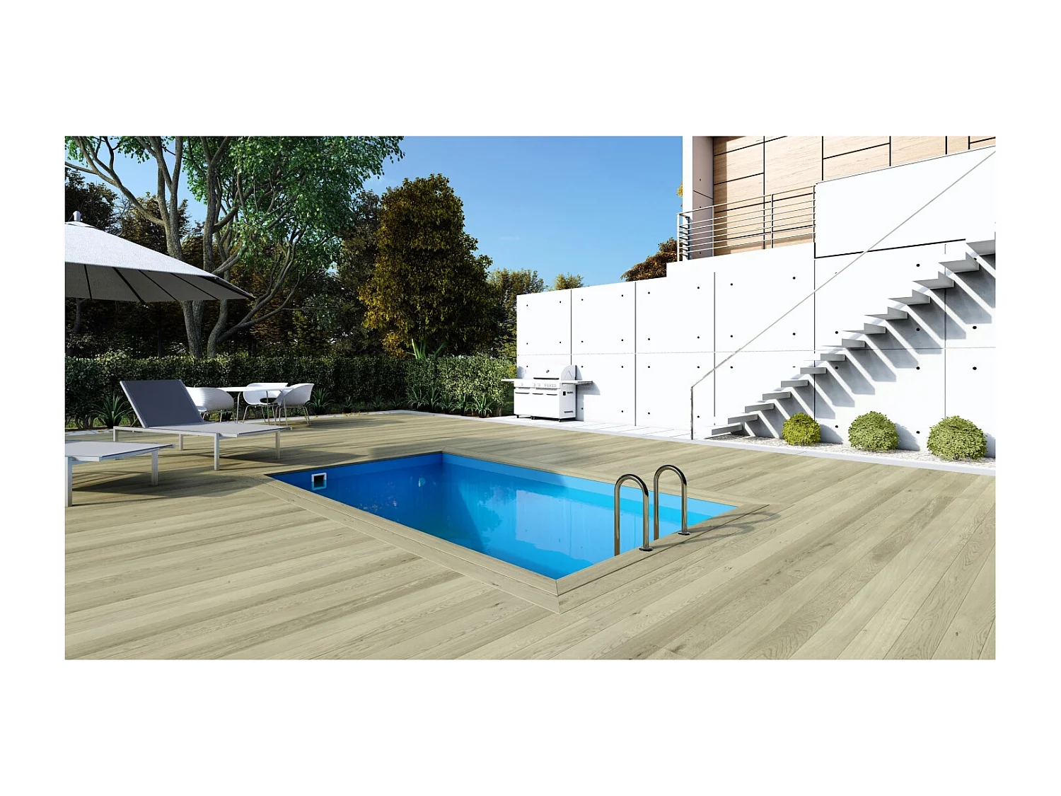 Piscine en bois Aqua 4.65x2.85 - H.1.24 m fixations à sceller - BAS7306OSPI+SZA - ALTANKA